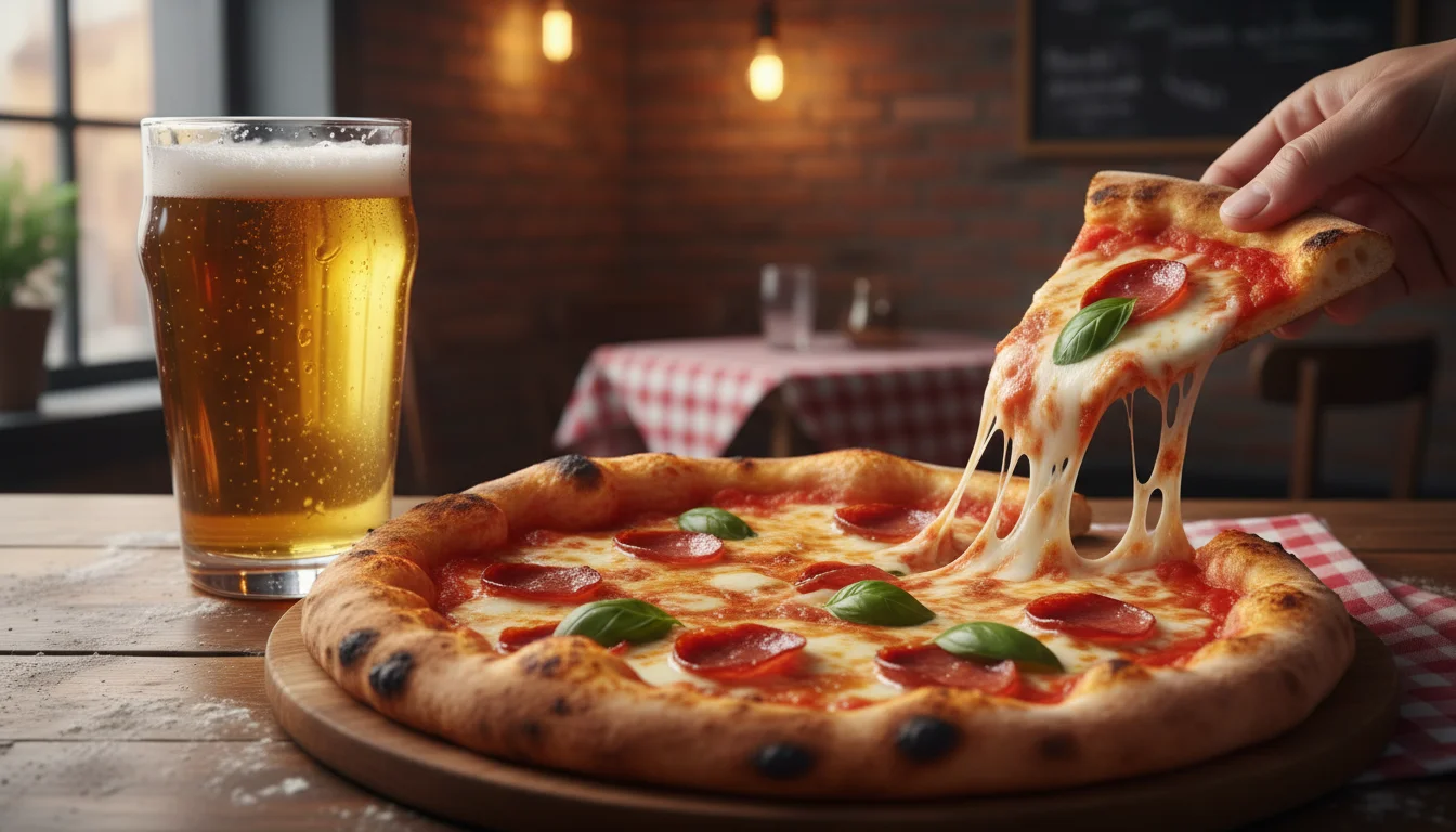 cerveja com pizza - Imagem de destaque: Cerveja com pizza: o guia definitivo de harmonização gastronômica